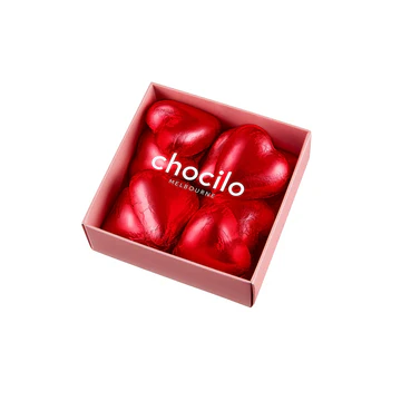 10 Pack Foiled Hearts in Milk Chocolate Gift Box (RED) - 80g